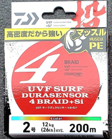 Шнур плетенный DAIWA UVF SURF DURA SENSOR PE X4 +Si 2 #3 200m 326936