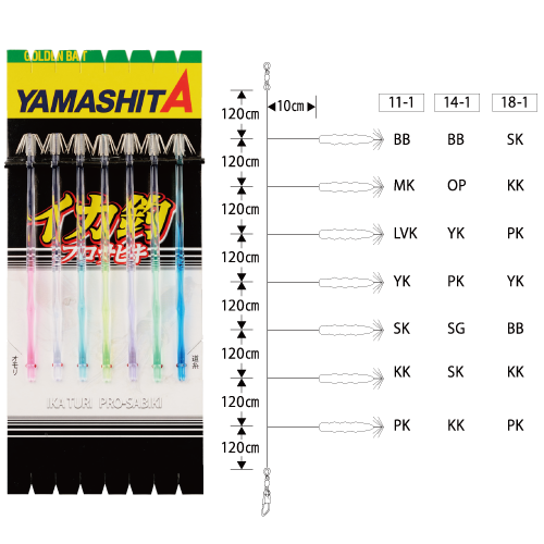 Снасть на кальмара YAMASHITA Ika Pro Sabiki Kr 18-1-7 (560-633)