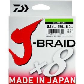 Шнур плетенный DAIWA J-BRAID X8 0.16mm 9kg 150m (Chartreuse)