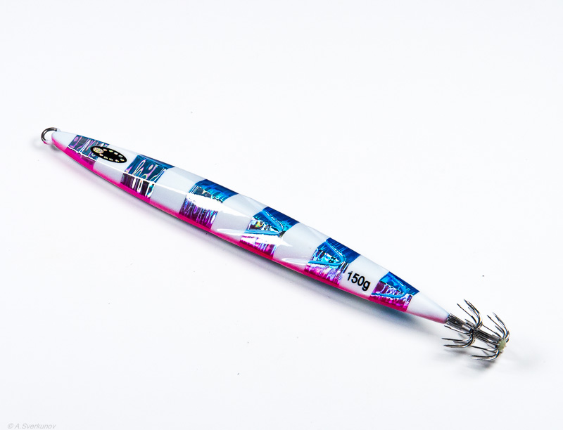Кальмарница грузовая PF Saber Squid Jig 120g #02 Blue Pink Zebra Glow