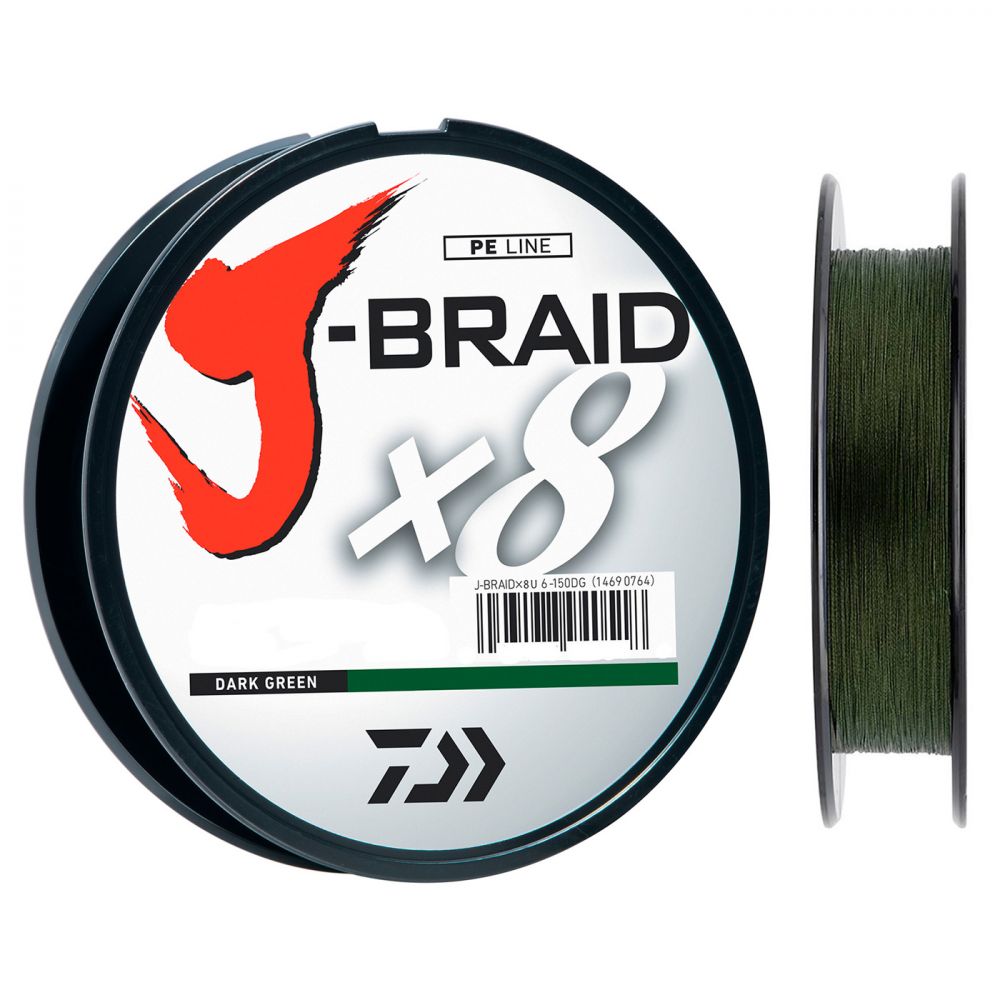 Шнур плетенный DAIWA J-BRAID X8 0.16mm 9kg 150m (Dark Green)