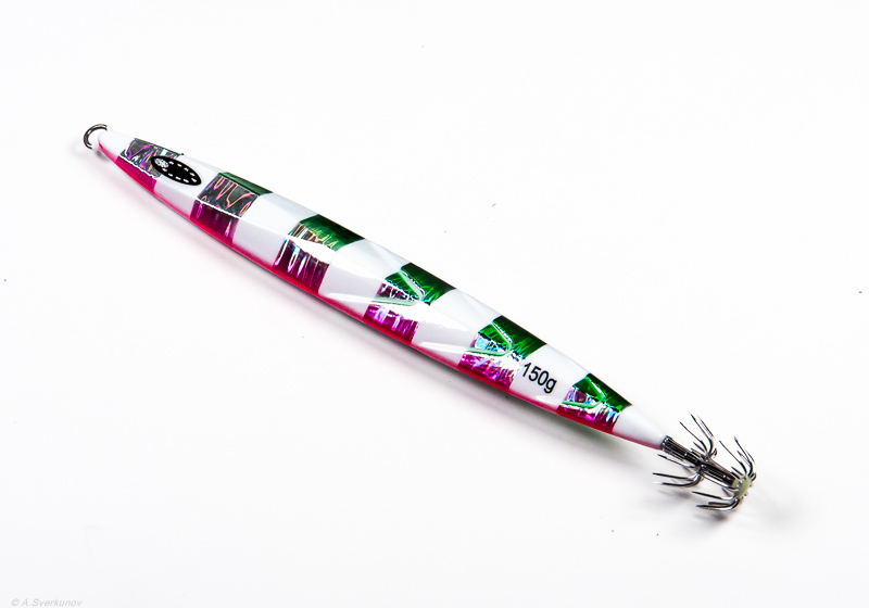 Кальмарница грузовая PF Saber Squid Jig 120g #03 Green Pink Zebra Glow