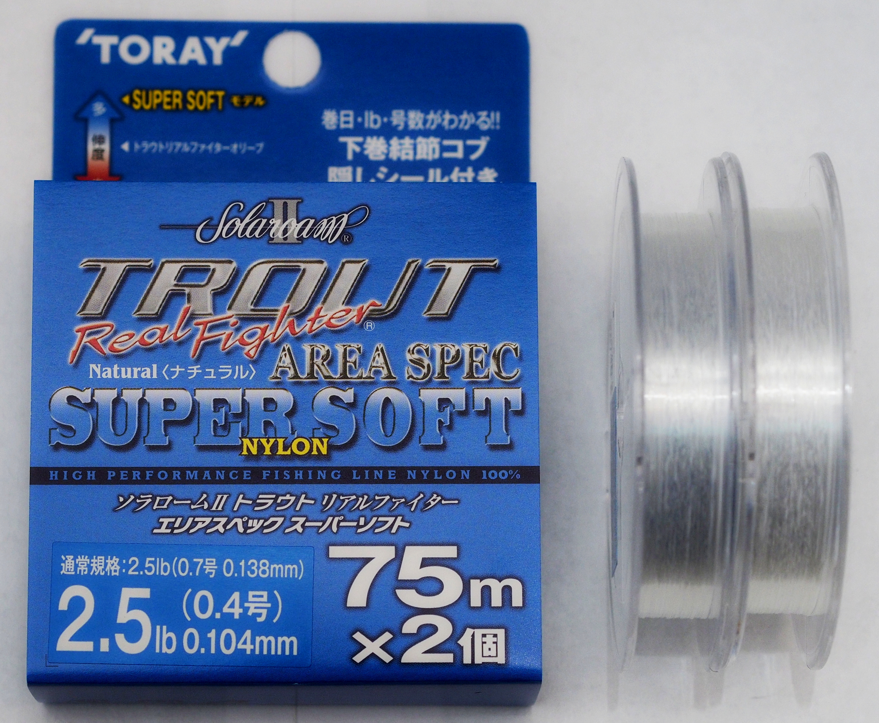 Леска TORAY TROUT REAL FIGHTER AREA SPEC SUPER SOFT #0.4 (0.104mm) 2x75m 1.25kg