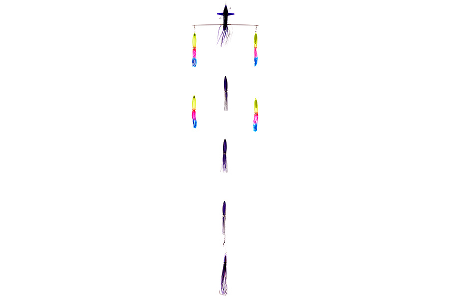 Оснастка для тунца/лакедры HIGASHI 18 Left Direction Flock fish 9 Squid #Combo 2 (Purple/Rainbow)