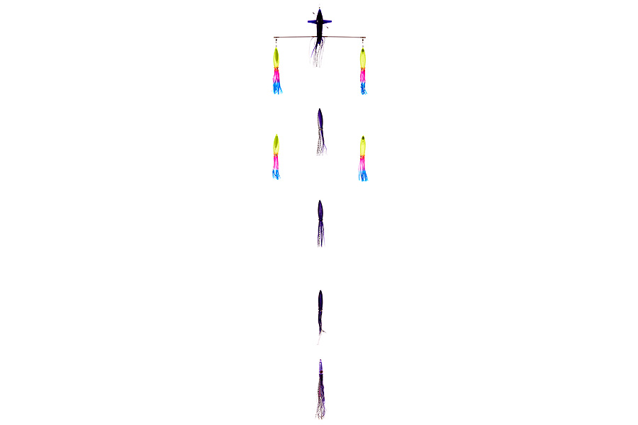 Оснастка для тунца/лакедры HIGASHI 18 Right Direction Flock fish 9 Squid #Combo 2 (Purple/Rainbow)