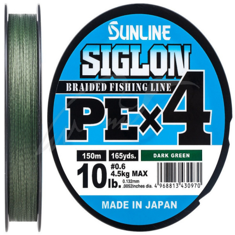 Шнур плетенный SUNLINE Siglon PE x4 150m Dark Green #0.8 (0.153mm) 6.0kg 430987  