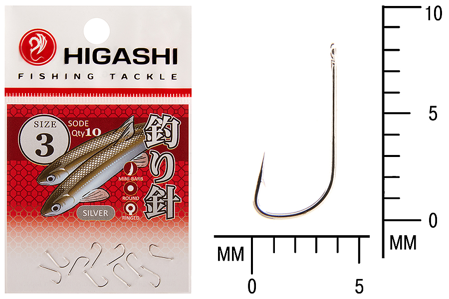 Крючок Higashi Sode ringed #3 Silver 10шт.